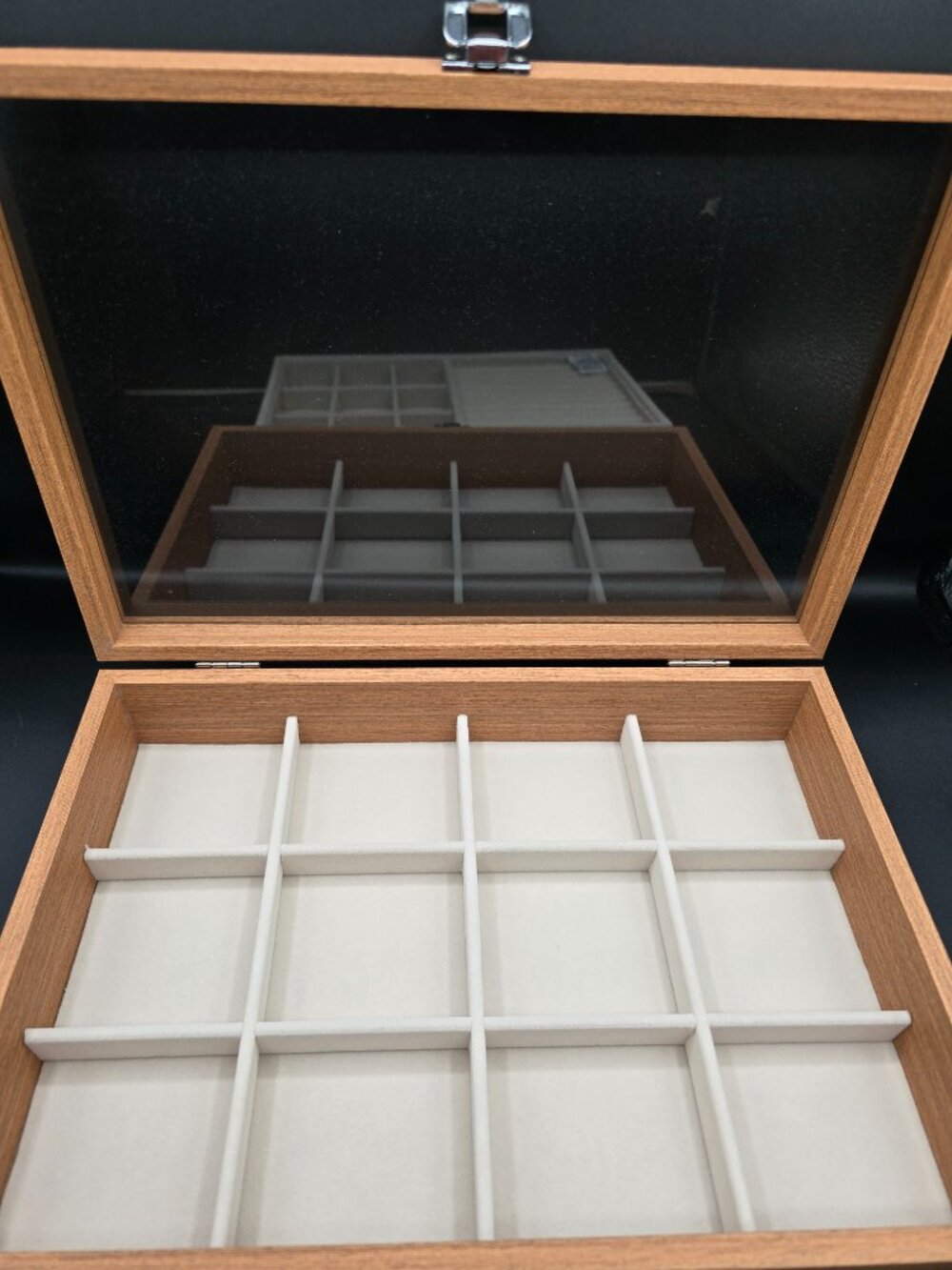NIB Kloud City Wood Jewelry Organizer 2 Tray Stackable Velvet Display - Picture 2 of 8